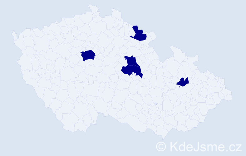 Příjmení: 'Deván', počet výskytů 5 v celé ČR