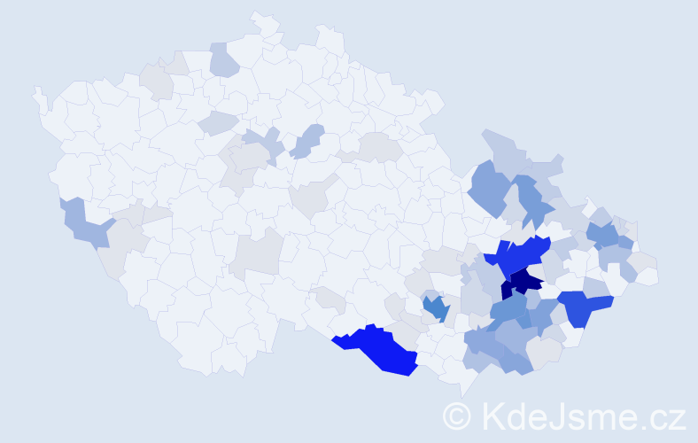 Příjmení: 'Bartoníková', počet výskytů 281 v celé ČR