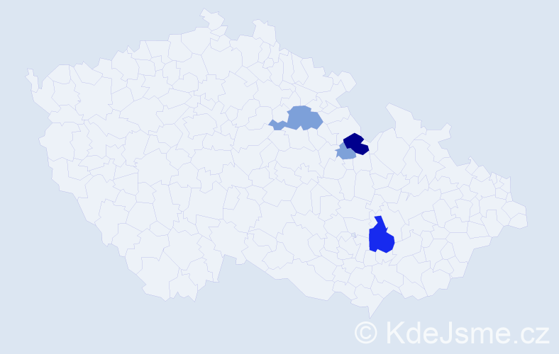 Příjmení: 'Kotizová', počet výskytů 14 v celé ČR