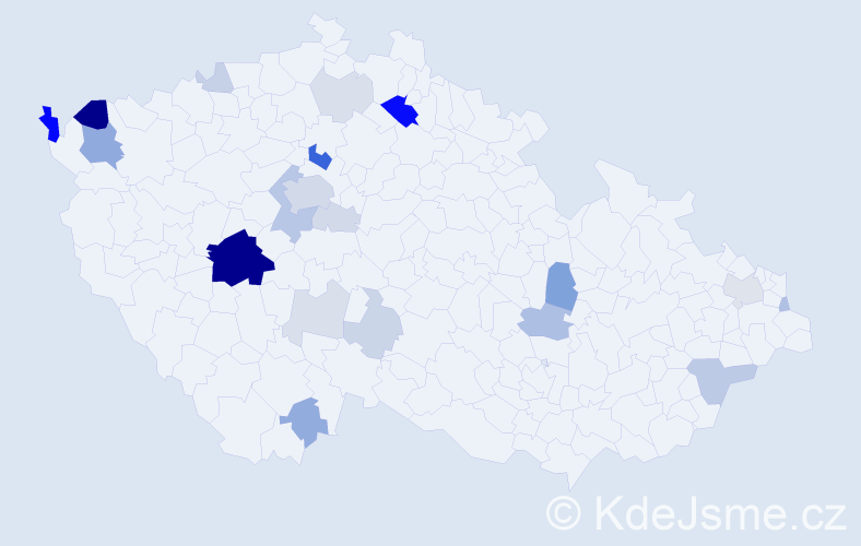 Příjmení: 'Velas', počet výskytů 73 v celé ČR