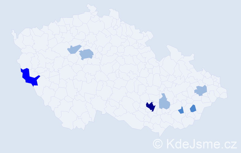 Příjmení: 'Provalilová', počet výskytů 16 v celé ČR