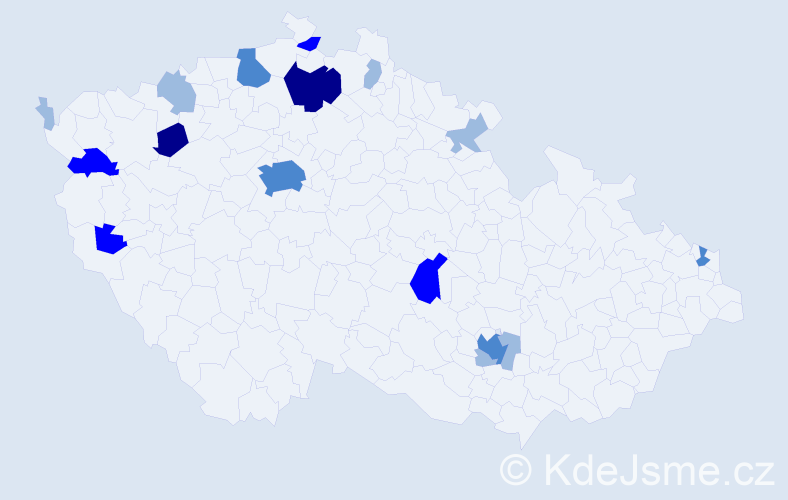 Příjmení: 'Bodi', počet výskytů 33 v celé ČR