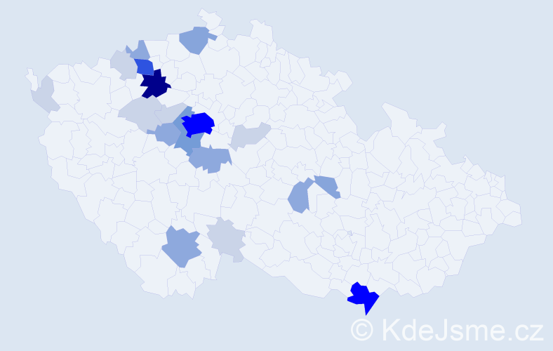 Příjmení: 'Sem', počet výskytů 67 v celé ČR