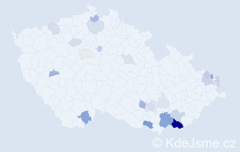 Příjmení: 'Janoška', počet výskytů 89 v celé ČR