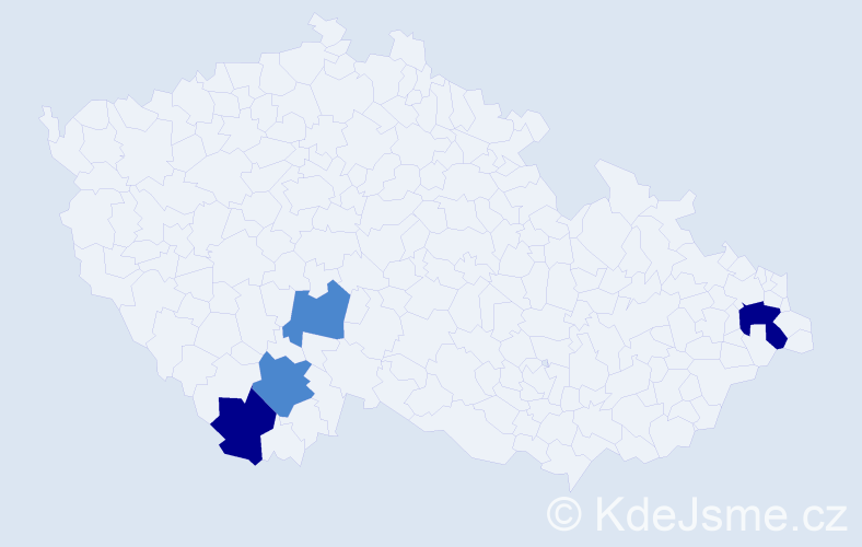 Příjmení: 'Dauteová', počet výskytů 8 v celé ČR
