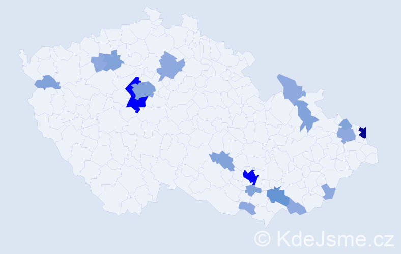 Příjmení: 'Zúbková', počet výskytů 44 v celé ČR