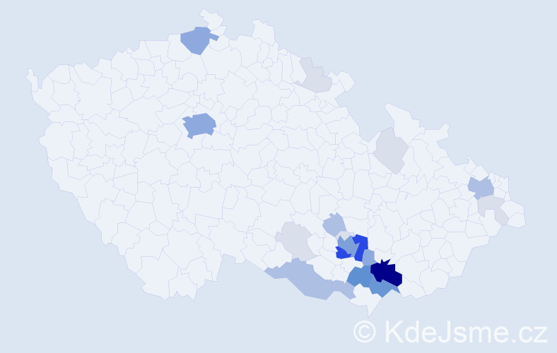Příjmení: 'Luskačová', počet výskytů 88 v celé ČR