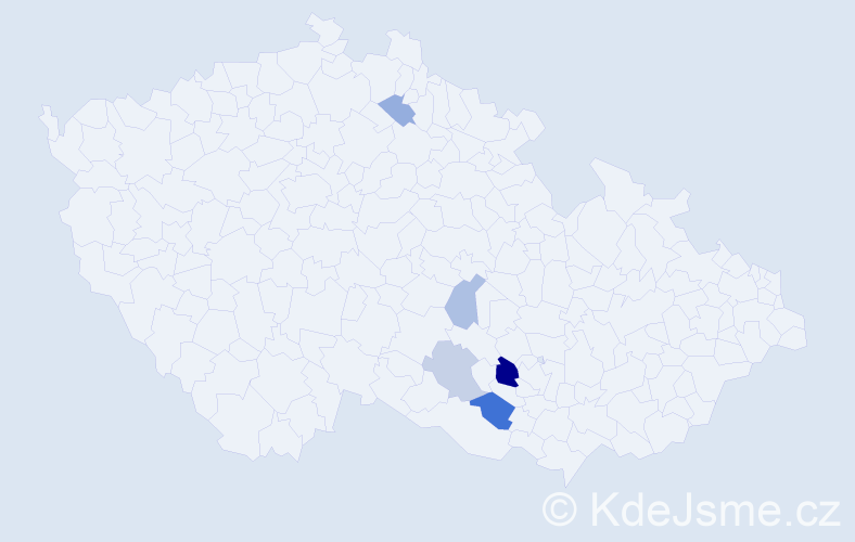 Příjmení: 'Kéda', počet výskytů 9 v celé ČR