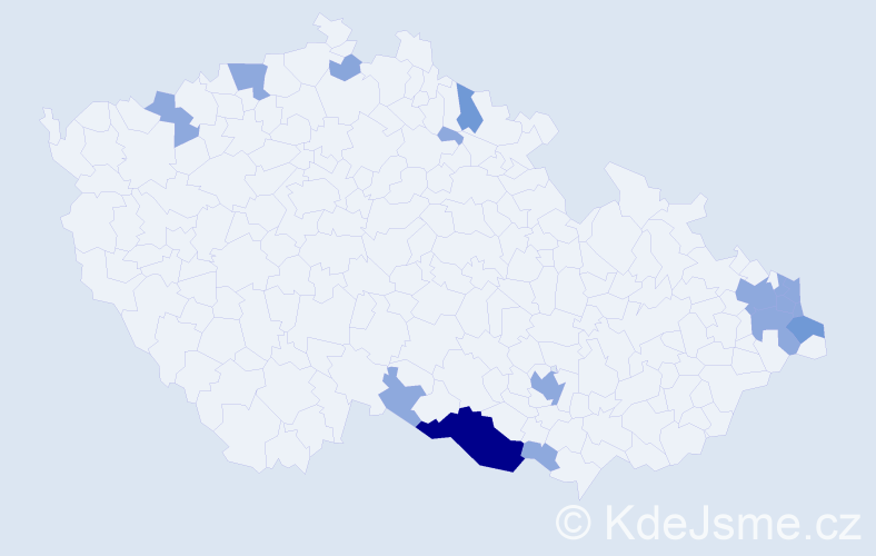 Příjmení: 'Swobodová', počet výskytů 29 v celé ČR