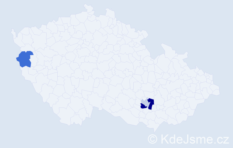 Příjmení: 'Peniák', počet výskytů 5 v celé ČR