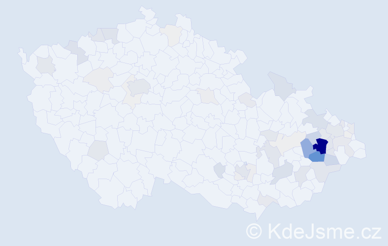 Příjmení: 'Hub', počet výskytů 228 v celé ČR