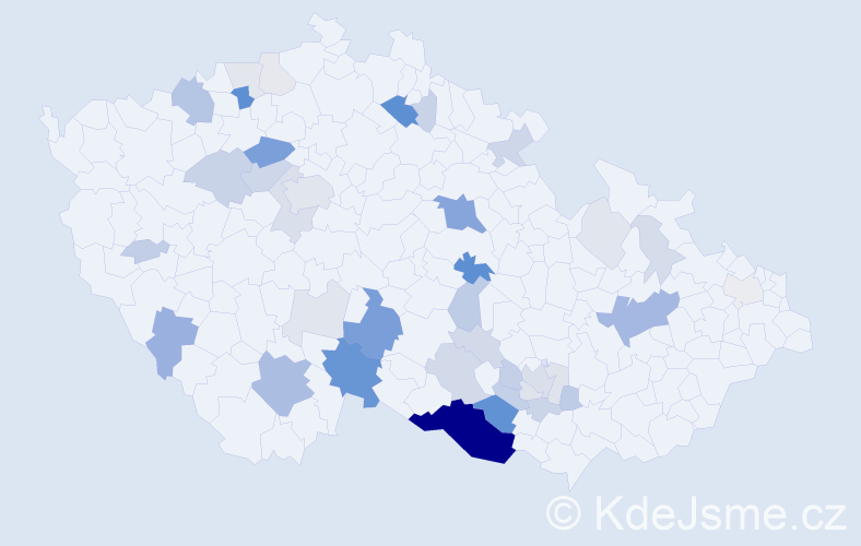 Příjmení: 'Tunková', počet výskytů 145 v celé ČR