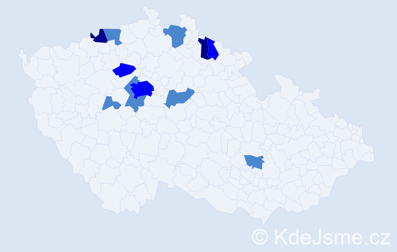 Příjmení: 'Wohanková', počet výskytů 18 v celé ČR