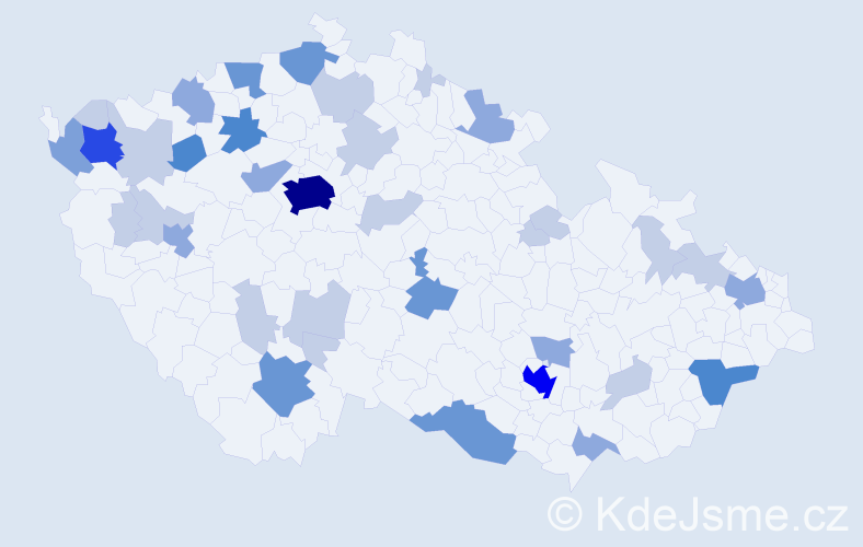 Příjmení: 'Gábriš', počet výskytů 95 v celé ČR