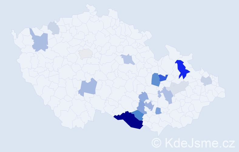 Příjmení: 'Potácel', počet výskytů 51 v celé ČR