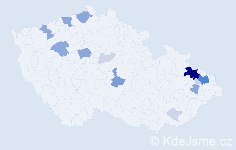 Příjmení: 'Zahelová', počet výskytů 44 v celé ČR