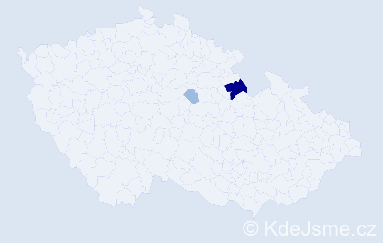 Příjmení: 'Stavrinou', počet výskytů 5 v celé ČR