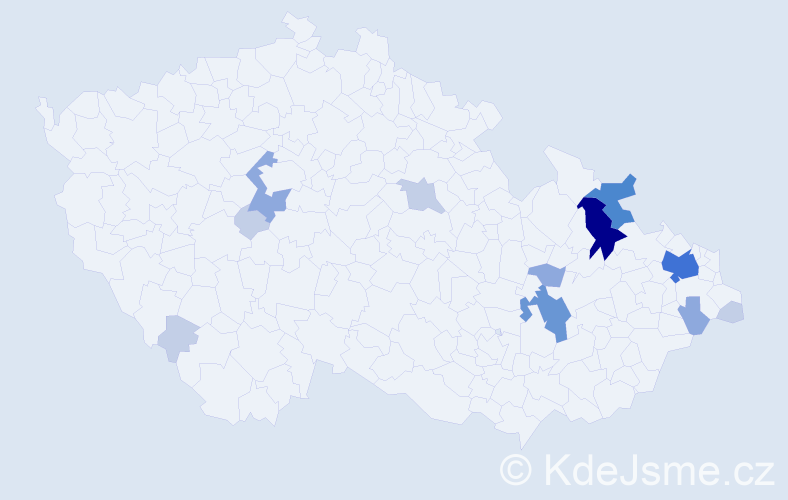 Příjmení: 'Chovančáková', počet výskytů 36 v celé ČR