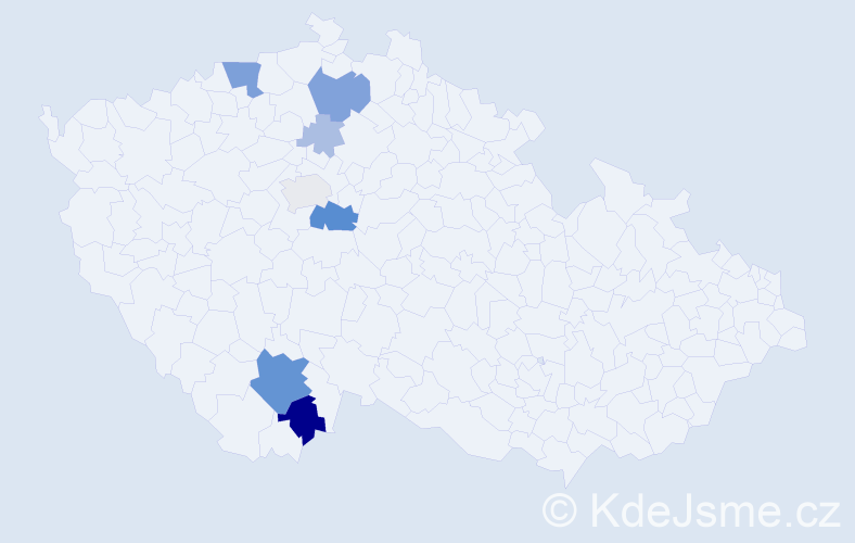 Příjmení: 'Machutka', počet výskytů 24 v celé ČR