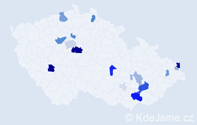 Příjmení: 'Humaj', počet výskytů 33 v celé ČR
