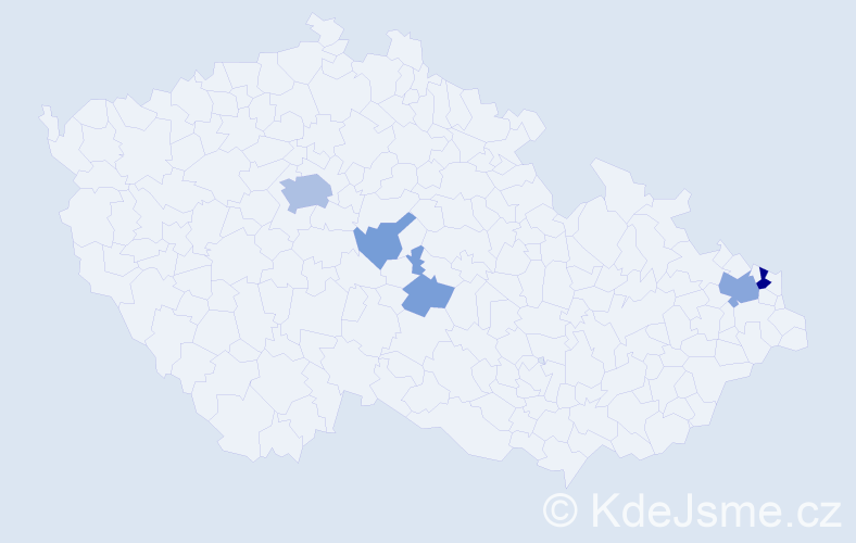 Příjmení: 'Kusínová', počet výskytů 14 v celé ČR