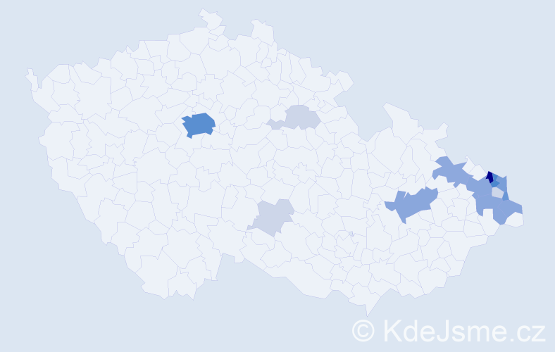 Příjmení: 'Kiková', počet výskytů 53 v celé ČR