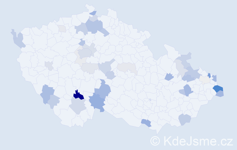 Příjmení: 'Hupka', počet výskytů 124 v celé ČR