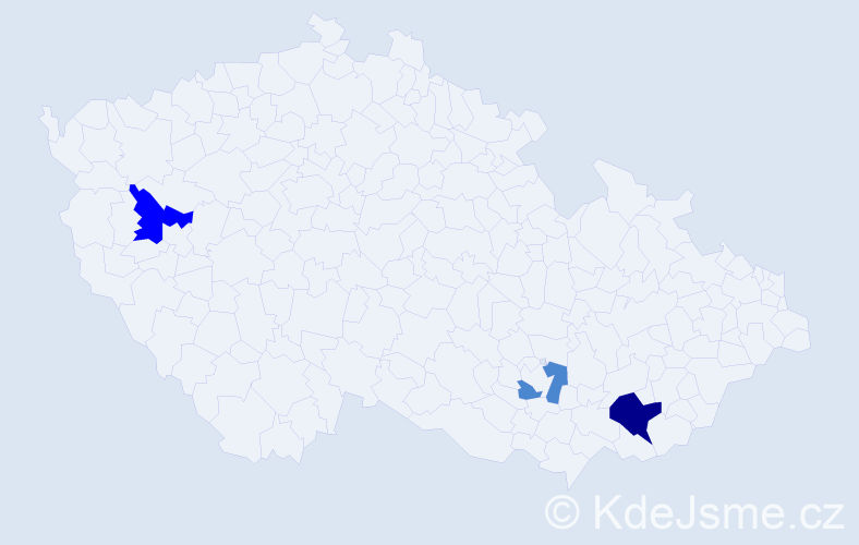Příjmení: 'Machaníčková', počet výskytů 6 v celé ČR