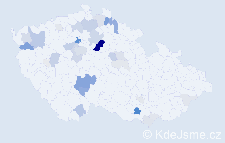 Příjmení: 'Hojsáková', počet výskytů 105 v celé ČR