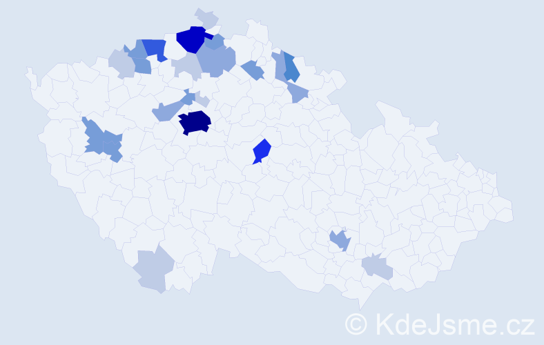 Příjmení: 'Chleborád', počet výskytů 74 v celé ČR