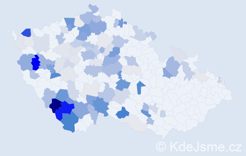 Příjmení: 'Štrobl', počet výskytů 366 v celé ČR