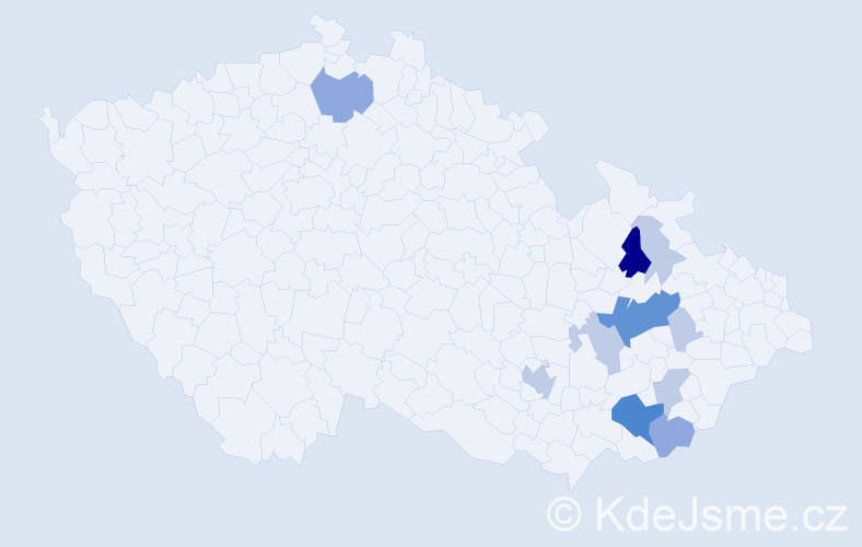 Příjmení: 'Bahulíková', počet výskytů 28 v celé ČR