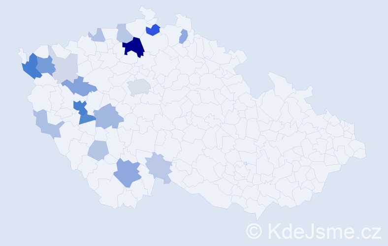 Příjmení: 'Kýček', počet výskytů 58 v celé ČR