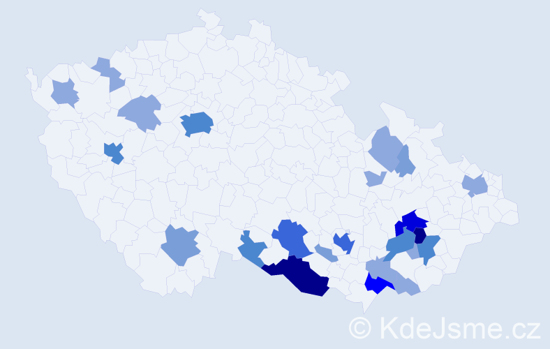 Příjmení: 'Vald', počet výskytů 63 v celé ČR