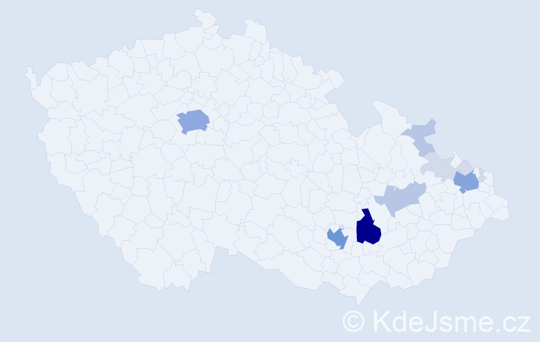 Příjmení: 'Korčiánová', počet výskytů 37 v celé ČR