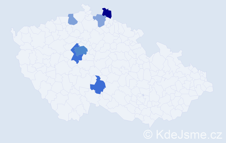 Příjmení: 'Štern', počet výskytů 19 v celé ČR
