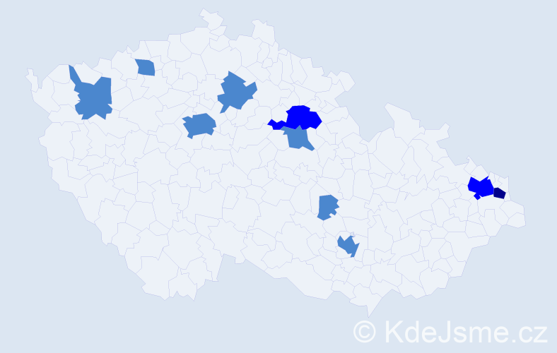 Příjmení: 'Vasilková', počet výskytů 14 v celé ČR