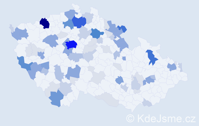 Příjmení: 'Puška', počet výskytů 255 v celé ČR