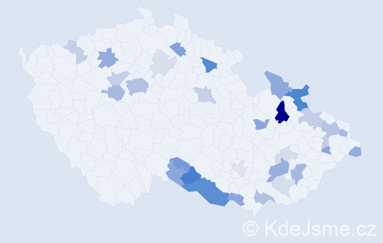 Příjmení: 'Tauferová', počet výskytů 88 v celé ČR