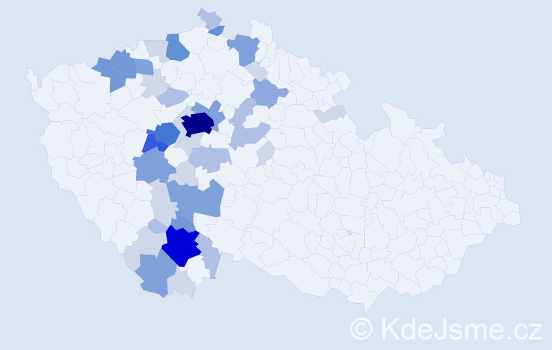 Příjmení: 'Mrkáček', počet výskytů 127 v celé ČR