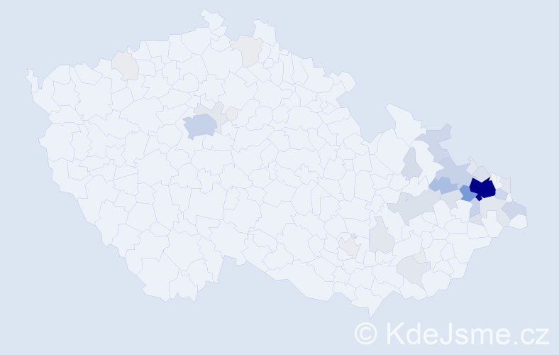 Příjmení: 'Vavrošová', počet výskytů 169 v celé ČR