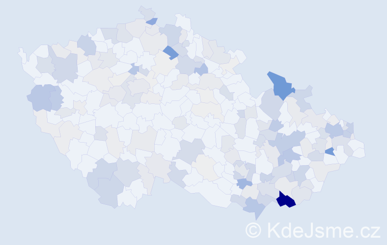 Příjmení: 'Ivanová', počet výskytů 543 v celé ČR