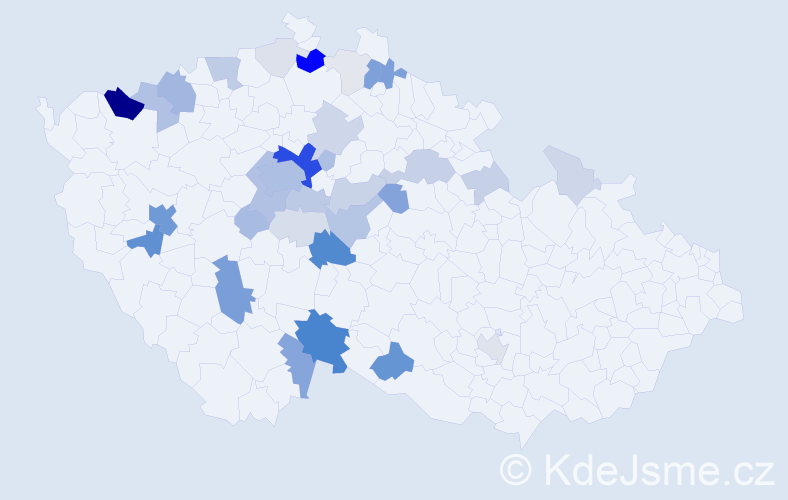 Příjmení: 'Ledecký', počet výskytů 145 v celé ČR