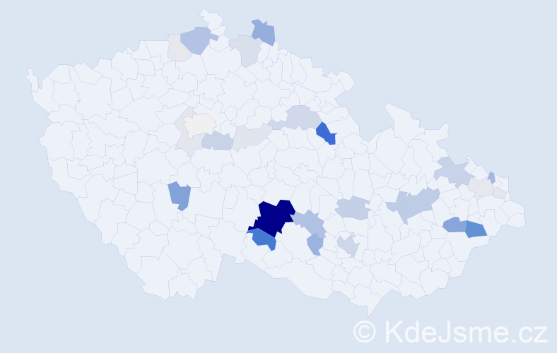 Příjmení: 'Kuchyňa', počet výskytů 98 v celé ČR