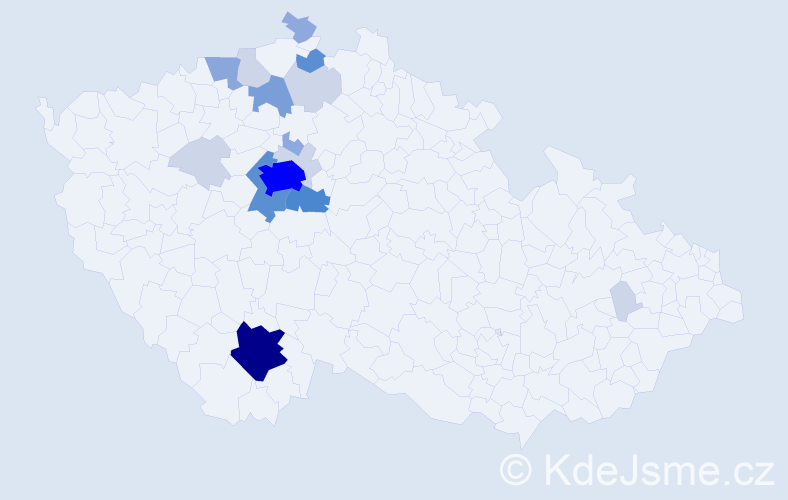 Příjmení: 'Chrdle', počet výskytů 60 v celé ČR