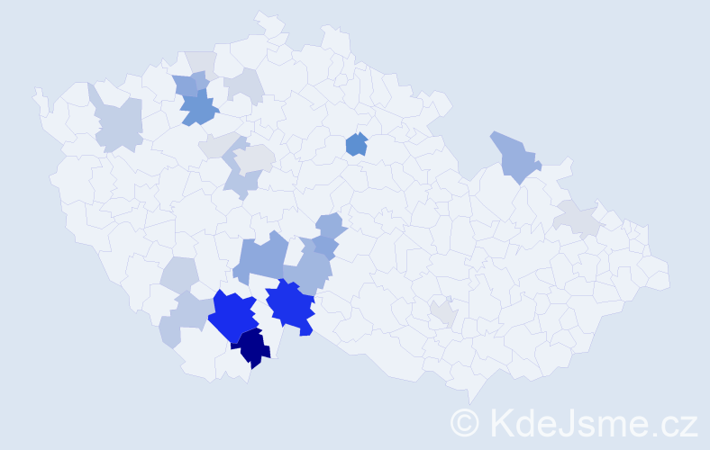 Příjmení: 'Vondruš', počet výskytů 75 v celé ČR
