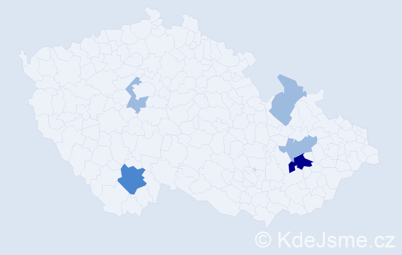 Příjmení: 'Řihovský', počet výskytů 10 v celé ČR