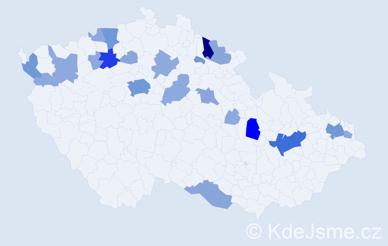 Příjmení: 'Hank', počet výskytů 62 v celé ČR