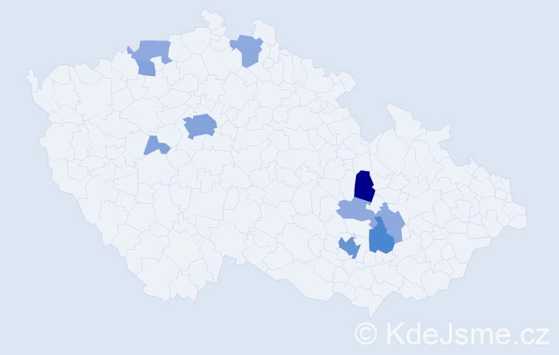 Příjmení: 'Kanka', počet výskytů 26 v celé ČR