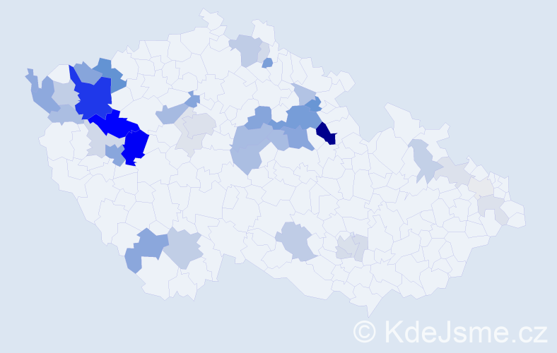 Příjmení: 'Koldinská', počet výskytů 122 v celé ČR